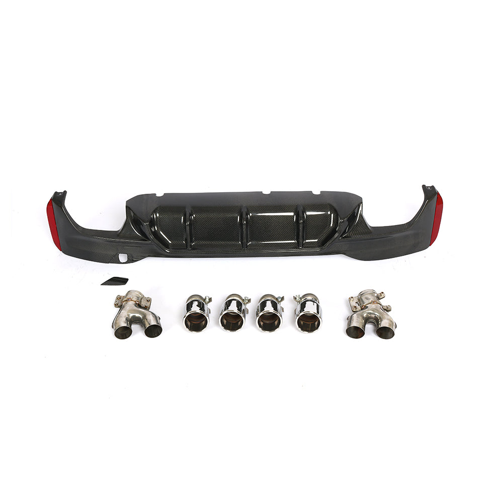 BMW G30 5-Series / BMW F90 M5 - P Style Wet Carbon Fiber Rear Diffuser